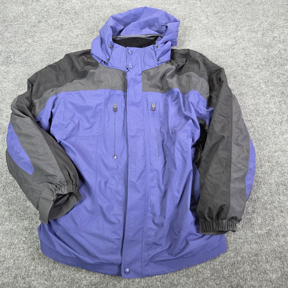 LL Bean Jacket Mens 2XL Purple Hooded Thinsulate Insulated Nylon Ski Parka